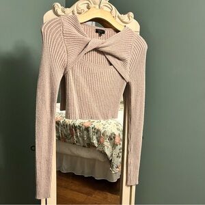 Debut Blush Ribbed Knit Cropped Sweater